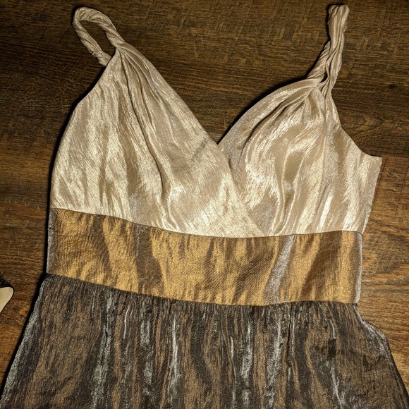 Adrianna Papell Tan/Gold Metallic Twist Strap 8 - Picture 2 of 5